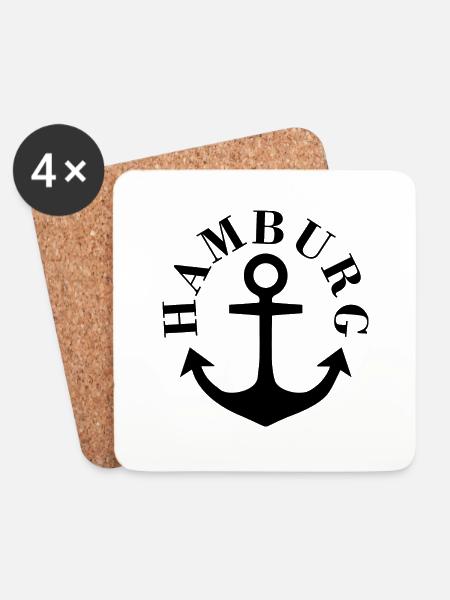 Hamburg Anker - Untersetzer (4er-Set) - Weiß