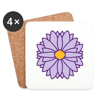Round Pretty Flower Design - Coasters (set of 4) - white - Front