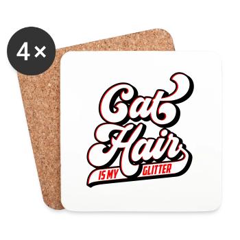 Cat hair is my glitter | Colors can be changed - Coasters (set of 4) - white - Front