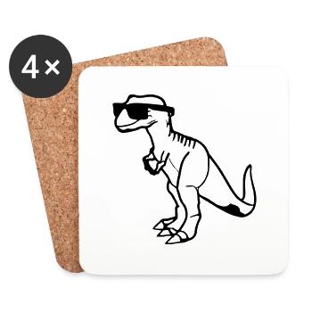 Dinosaures avec lunettes de soleil Vecteur - Dessous de verre (lot de 4) - blanc - Devant