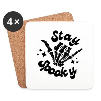 Restez Spooky Skeleton Hand Black Rocker - Dessous de verre (lot de 4) - blanc - Devant