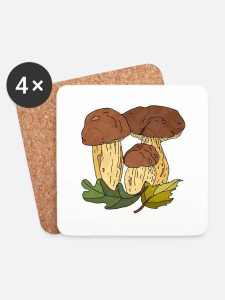 Pilze - Untersetzer (4er-Set) - Weiß
