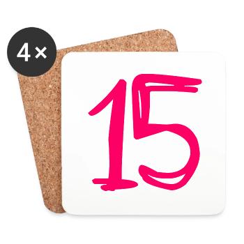 15 YEARS. 15th ANNIVERSARY. BIRTHDAY 15 YEARS.15 - Coasters (set of 4) - white - Front
