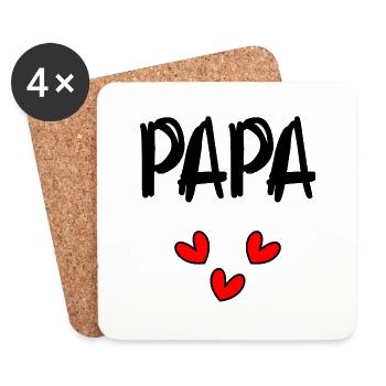 PAPA. FÊTE DES PÈRES. BONNE FÊTE PAPA. BONNE FÊTE - Dessous de verre (lot de 4) - blanc - Devant