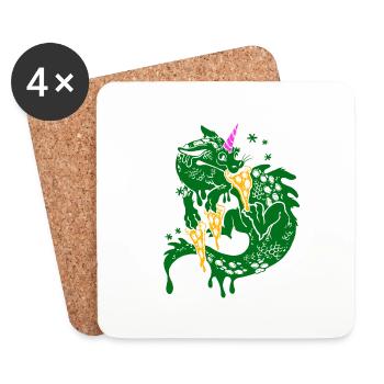 Pizza Dragon - Dessous de verre (lot de 4) - blanc - Devant
