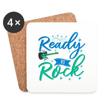 Ready to rock guitare rock'n'roll musicale guitare - Dessous de verre (lot de 4) - blanc - Devant
