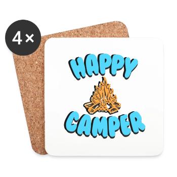 Happy Camper - Camping Life - Coasters (set of 4) - white - Front