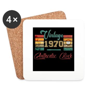 70 rock authentic vintage rétro vinil anniversaire - Dessous de verre (lot de 4) - blanc - Devant