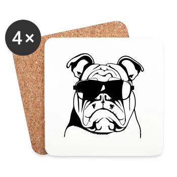 Chiens bouledogues avec lunettes de soleil vecteur cool - Dessous de verre (lot de 4) - blanc - Devant