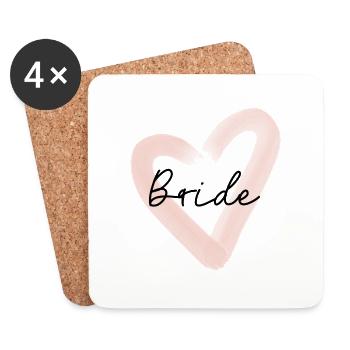 Bridal T-Shirt JGA Heart, Bachelor Party - Coasters (set of 4) - white - Front