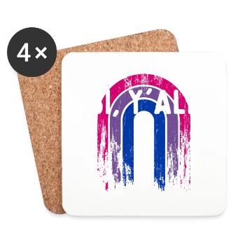 Bi Y’all Bisexual Dictons Bi Pride Citations LGBTQ - Dessous de verre (lot de 4) - blanc - Devant