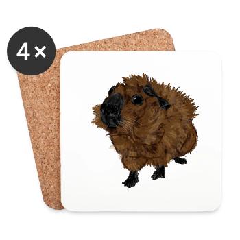 Design mit einem Rosetten-Meerschweinchen 2 - Untersetzer (4er-Set) - Weiß - Vorne