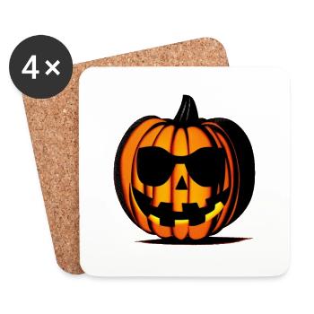 Halloween gespenstisch Kürbis Kürbislaterne 12 - Untersetzer (4er-Set) - Weiß - Vorne