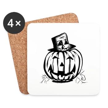 Halloween Spooky Pumpkin Lantern 14 - Coasters (set of 4) - white - Front