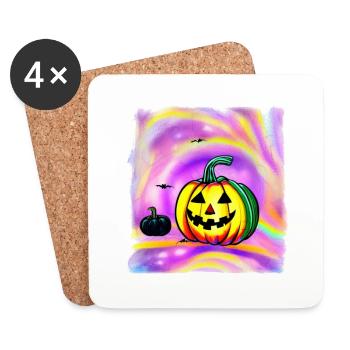 Halloween Spooky Lanterne Citrouille 17 - Dessous de verre (lot de 4) - blanc - Devant