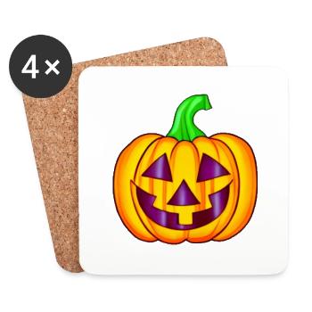 Halloween Spooky Pumpkin Lantern 16 - Coasters (set of 4) - white - Front