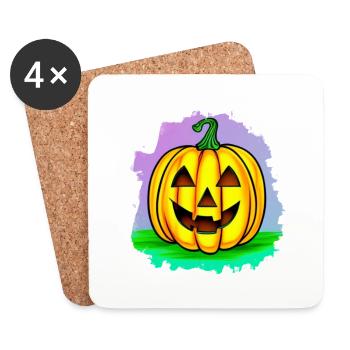 Halloween Spooky Pumpkin Lantern 18 - Coasters (set of 4) - white - Front