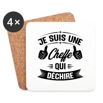 Je suis une cheffe qui déchire - Dessous de verre (lot de 4) - blanc - Devant