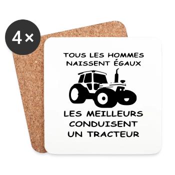 idée cadeau tracteur - Dessous de verre (lot de 4) - blanc - Devant