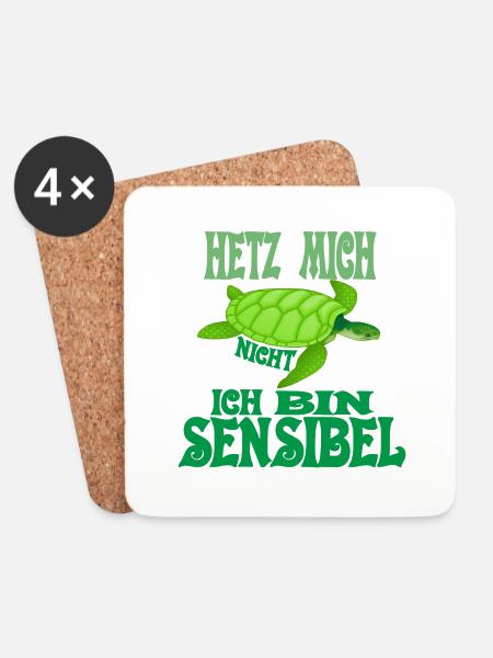 Hetz mich nicht ich bin sensibel Hetz mich nicht - Untersetzer (4er-Set) - Weiß