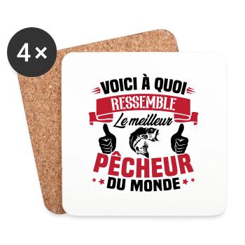 Le meilleur pêcheur du monde Cadeau pêcheur - Dessous de verre (lot de 4) - blanc - Devant