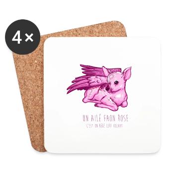 Ailé faon rose - Dessous de verre (lot de 4) - blanc - Devant