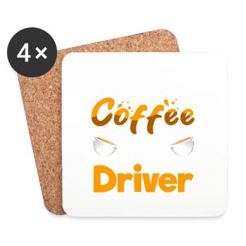 Half Coffee Half Driver Funny Driving Humor - Coasters (set of 4) - white - Front