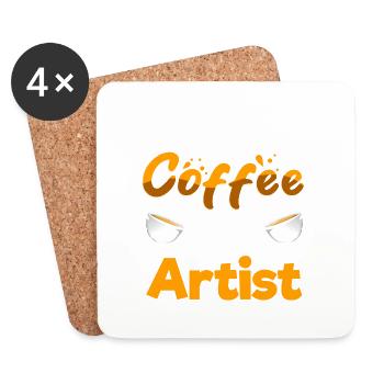 Half Coffee Half Artist Funny Art Humor Designer - Untersetzer (4er-Set) - Weiß - Vorne