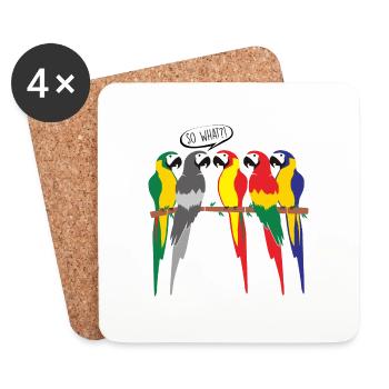 MONOCHROMER VOGELPAPAGEI - Untersetzer (4er-Set) - Weiß - Vorne