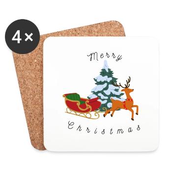 Weihnachten Weihnachtsbaum Rentier - Untersetzer (4er-Set) - Weiß - Vorne