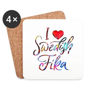 Suède Suède Viking Norden Scandinavie fika - Dessous de verre (lot de 4) - blanc - Devant