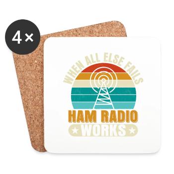 Quand tout le reste échoue Amateur Radio fonctionne Radio amateur - Dessous de verre (lot de 4) - blanc - Devant