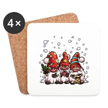 Elfes de Noël - Dessous de verre (lot de 4) - blanc - Devant