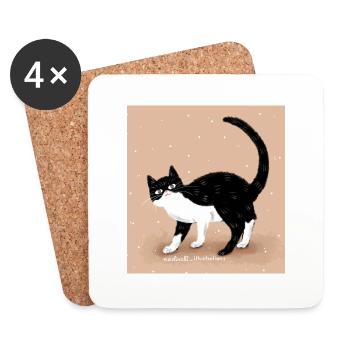Cat - Coasters (set of 4) - white - Front