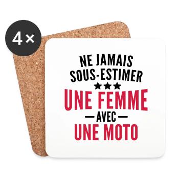 femme à une moto / humour motarde - Dessous de verre (lot de 4) - blanc - Devant