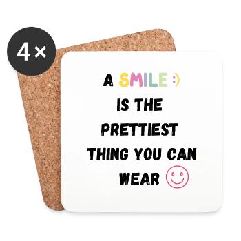 A smile is the prettiest thing you can wear bunt - Untersetzer (4er-Set) - Weiß - Vorne