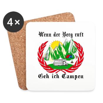 wenn der berg ruft geh ich campen - Untersetzer (4er-Set) - Weiß - Vorne