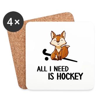Field hockey Hockey fox needs hockey - Coasters (set of 4) - white - Front