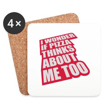 pizza thinks about me - Untersetzer (4er-Set) - Weiß - Vorne