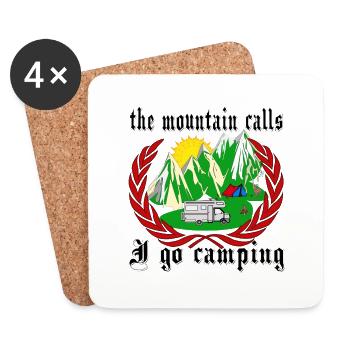 la montagne appelle je vais camper. Camping en montagne - Dessous de verre (lot de 4) - blanc - Devant