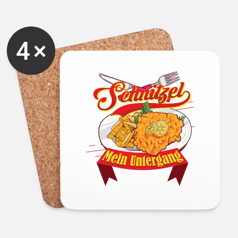Schnitzel Mein Untergang Schnitzel mit Pommes - Untersetzer (4er-Set) - Weiß