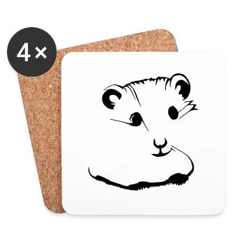 Hamster Mignon Animal Rongeurs Animaux Pet Vector 3 - Dessous de verre (lot de 4) - blanc - Devant
