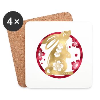 2023 - Year of the Rabbit | Chinese New Year - Coasters (set of 4) - white - Front