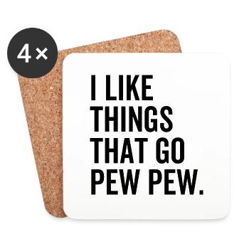 J’aime les choses qui vont Pew Pew - Dessous de verre (lot de 4) - blanc - Devant