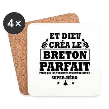 breton parfait / cadeau humour breton - Dessous de verre (lot de 4) - blanc - Devant