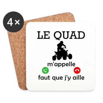 le quad m appelle / humour cascadeur - Dessous de verre (lot de 4) - blanc - Devant