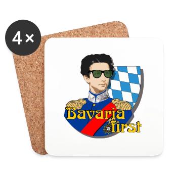 König Ludwig II von Bayern und Bavaria first - Untersetzer (4er-Set) - Weiß - Vorne