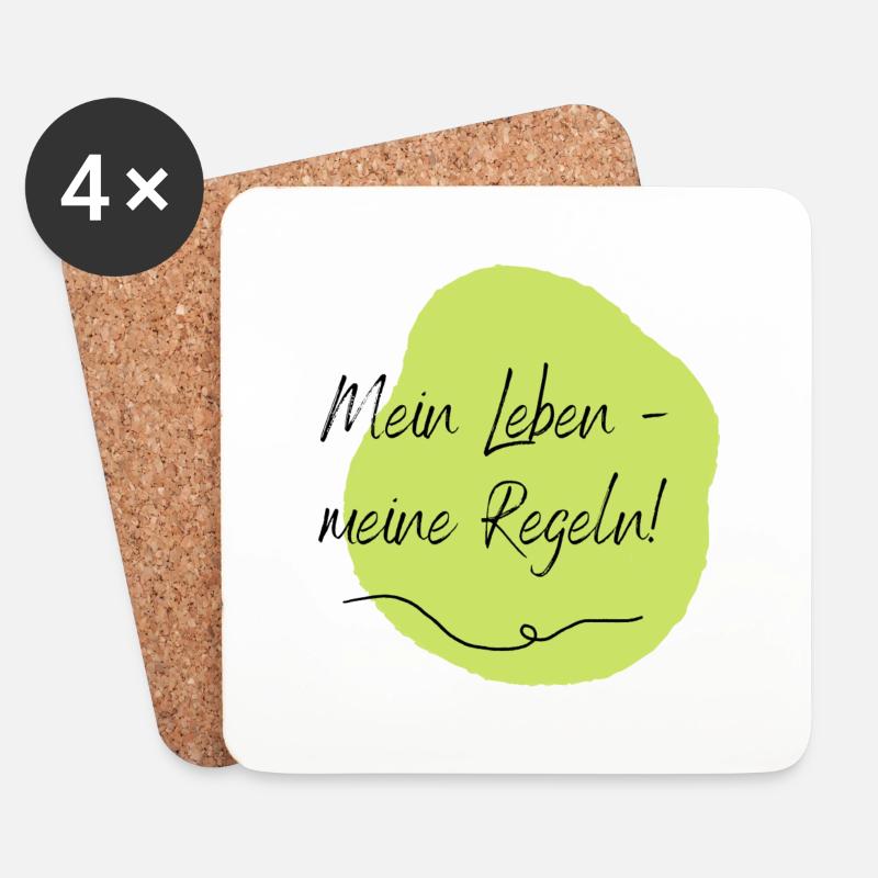 Mein Leben - meine Regeln! - Untersetzer (4er-Set) - Weiß