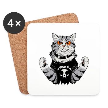 Cat aime la musique rock - Dessous de verre (lot de 4) - blanc - Devant