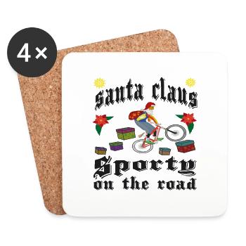Santa Claus with mountain bike sporty underwgs - Coasters (set of 4) - white - Front